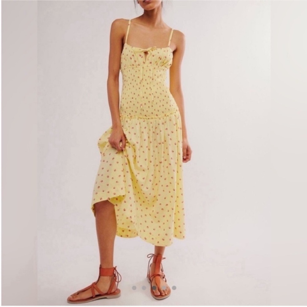 Free People Midi Smocked Lavender Daze Dress, size Small